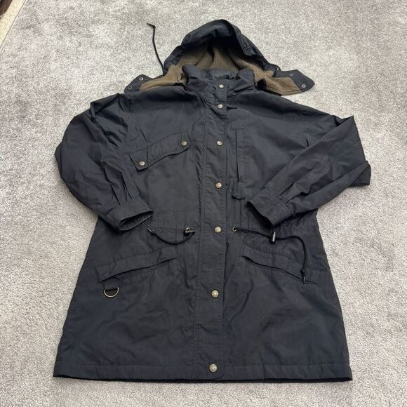 Eddie Bauer Vintage 90's Parka Hoodie Jacket Mens Medium Black Wool Lined Coat - Picture 1 of 15